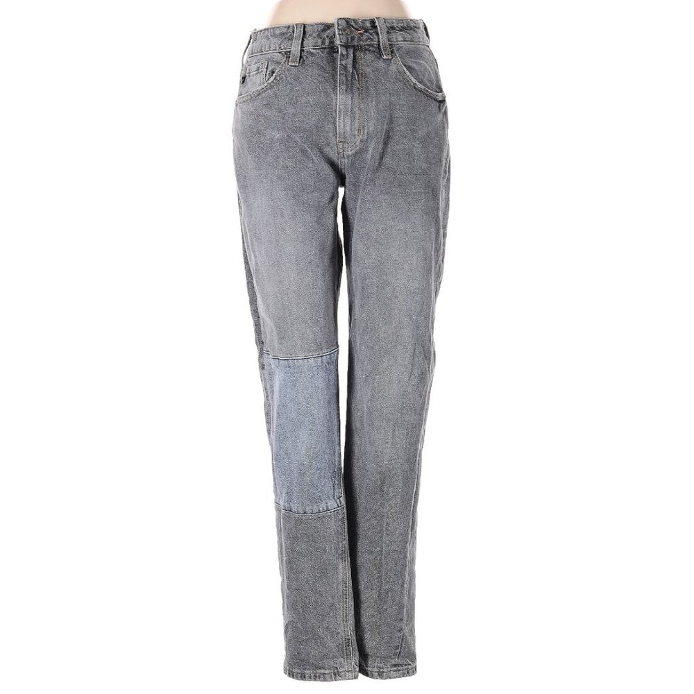 KanCan Patchwork Jeans Light-Wash Grey Straight Leg Size 7 | 27